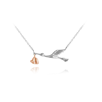 Náhrdelník MINET Stříbrno-růžový náhrdelník ČÁP s balíčkem