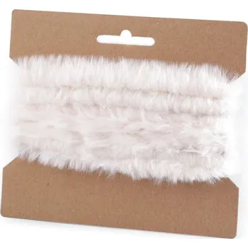 Oděvní / dekorační kožešinový proužek plochý, řezaný šíře 2 cm - krémová světlá