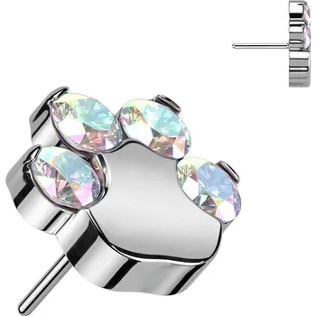 Piercing Atreya Titanová koncovka bezzávitová - zirkonová tlapka Barva: Aurora borealis / duhová