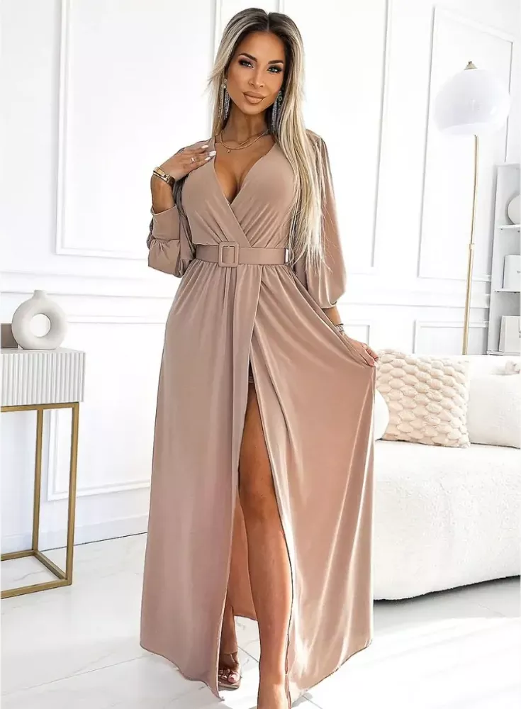 Numoco 536-2 Fiorella společenské šaty béžové