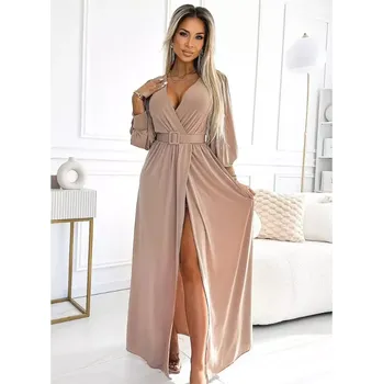 Dámské šaty Numoco 536-2 Fiorella společenské šaty béžové