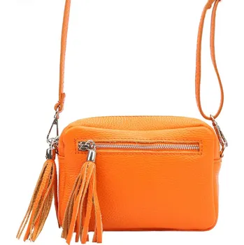 Kabelka Malá oranžová kožená crossbody kabelka Vera Pelle no. 76