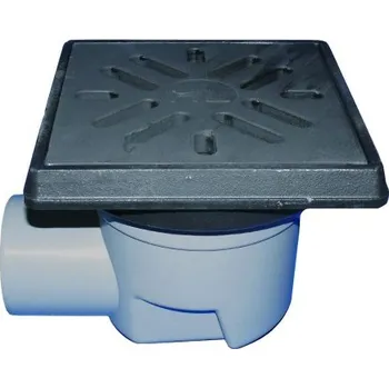 Kanalizační potrubí Hl PERFEKT dvorní vtok DN110 velkokapacitní, vodorovný odtok, odkalovací koš, litinový rám, polypropylén/litina