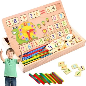 Dřevěná hračka WELLXUNK Dřevěná montessori hračka na učení počítání