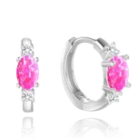 MINET Stříbrné náušnice s růžovými opálky JMAS0228PE00