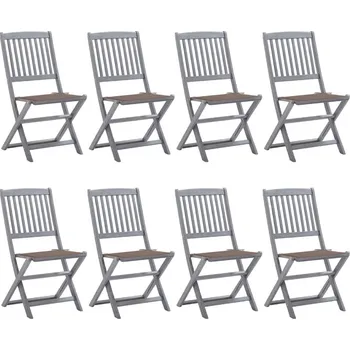 Petrashop Skládací zahradní židle s poduškami 8 ks masivní akácie Šedá3078298