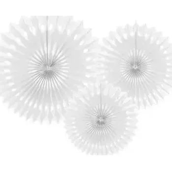 Konfeta Dekorační rozety bílé 20 až 30 cm - 3 ks