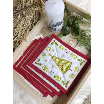 prostírání Podkafíčka - sada 4 kusy - vánoční kolekce červená