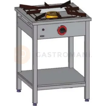 Plynová kartuše Gastronomický plynový sporák 1 hořák, 600x600x850 mm s podstavcem na plynovou láhev, 5 kW | EGAZ, TG-105.III