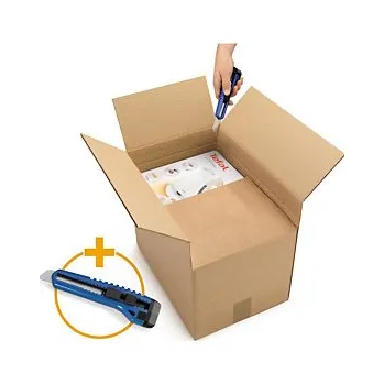 Obalový materiál Kartonová krabice Varia eco 650x500x300/450mm, nastavitelná výška, hnědá, klopová, pětivrstvá vlnitá lepenka (5VVL) - Balení po 10 ks