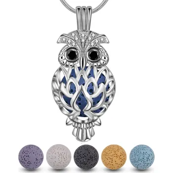 Náhrdelník Aroma difúzní náhrdelník Sova lávové kameny