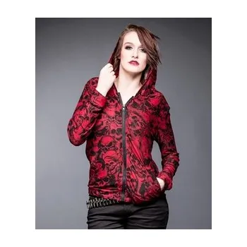 Dámská mikina Punková mikina dámská červená s lebkami