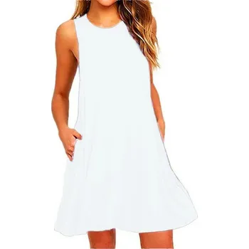 Dámské šaty Áčkové jednobarevné šaty bez rukávů Barva: Bílá, Velikost: L