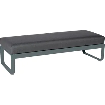 Zahradní lavice Tmavě šedá čalouněná lavice Fermob Bellevie 148 cm se šedou podnoží