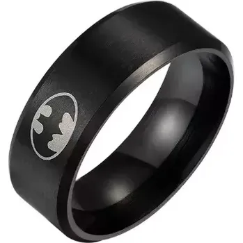 Seriál ocelový prsten Batman Logo - černý Velikost 9