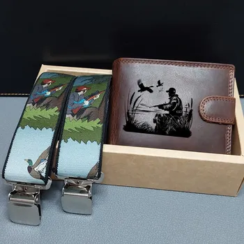 Kšandy Pánský set s hnědou koženou Premium peněženkou a Kšandy s loveckými motivy – Vyjádření vášně k přírodě a dobrodružství. 3