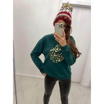 Dámská mikina Mikina s vánoční koulí 03 zelená BLZ27-21, VELIKOST UNI ( S, M , L )