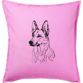 Polštář Německý ovčák černá kresba - Polštář 50x50 - 50x50 - Pouze potah ( Růžová )