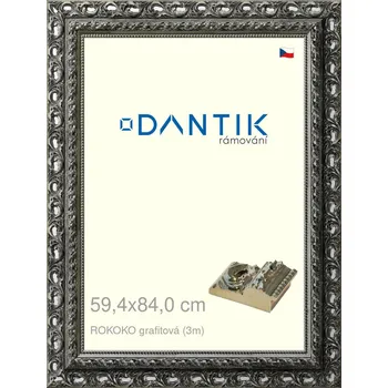 Rám na obraz DANTIK rámeček 59,4x84 | ROKOKO grafitová (Plexi Čiré) (Vyrobeno s láskou u nás v DANTIKU)