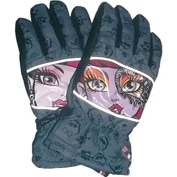 Rukavice DOVOZ EU DÍVČÍ ZIMNÍ LYŽAŘSKÉ RUKAVICE MONSTER HIGH šedé Velikost: 11/12 let