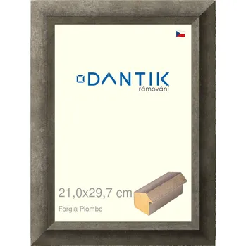 Rám na obraz DANTIK rámeček 21x29,7 | Forgia Piombo (Sklo Čiré) (Vyrobeno s láskou u nás v DANTIKU)
