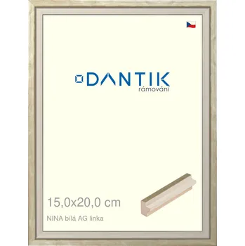 Rám na obraz DANTIK rámeček 15x20 | NINA bílá AGlinka (Sklo Čiré) (Vyrobeno s láskou u nás v DANTIKU)