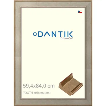 Rám na obraz DANTIK rámeček 59,4x84 | TOOTH stříbrná (Plexi Čiré) (Vyrobeno s láskou u nás v DANTIKU)