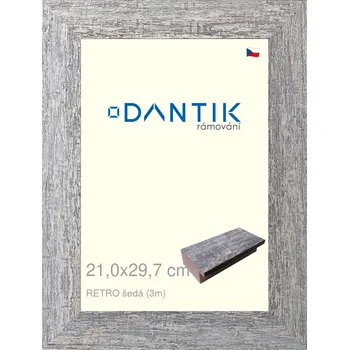 Rám na obraz DANTIK rámeček 21x29,7 | RETRO šedá (Sklo Čiré) (Vyrobeno s láskou u nás v DANTIKU)