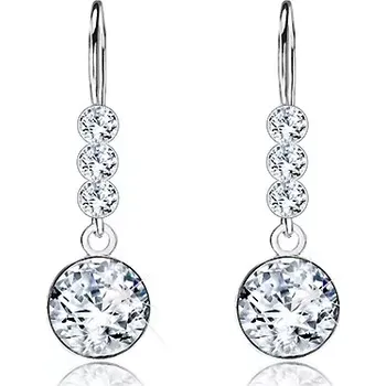 Náušnice Stříbrné 925 náušnice, kulaté Swarovského krystaly čiré barvy