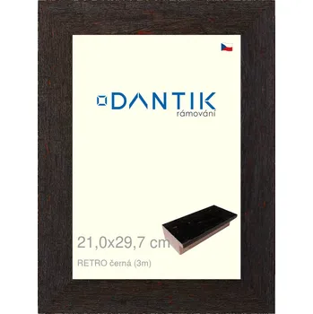 Rám na obraz DANTIK rámeček 21x29,7 | RETRO černá (Sklo Čiré) (Vyrobeno s láskou u nás v DANTIKU)
