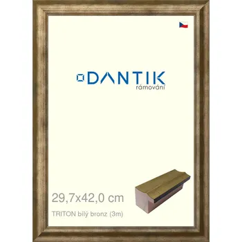 Rám na obraz DANTIK rámeček 29,7x42 | TRITON bílý bronz (Plexi Čiré) (Vyrobeno s láskou u nás v DANTIKU)