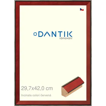 Rám na obraz DANTIK rámeček 29,7x42 | INCLINATA colori červená (Plexi Čiré) (Vyrobeno s láskou u nás v DANTIKU)
