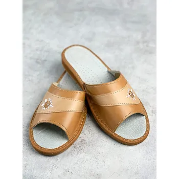 Dámské pantofle Dámské otevřené papuče hnědé model 82, VELIKOST 35