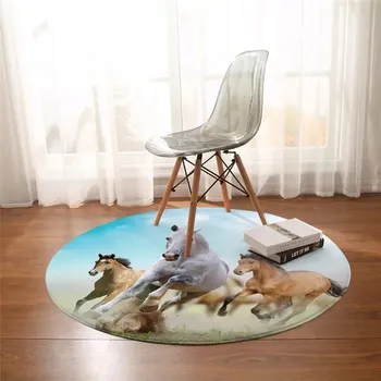 Koberec Kulatý koberec s 3D divokým koněm - 2,160 cm x 160 cm