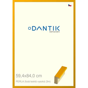 Rám na obraz DANTIK rámeček 59,4x84 | PERLA žlutá lesklá vysoká (Plexi Čiré) (Vyrobeno s láskou u nás v DANTIKU)
