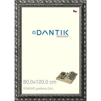 Rám na obraz DANTIK rámeček 80x120 | ROKOKO grafitová (Plexi Čiré) (Vyrobeno s láskou u nás v DANTIKU)