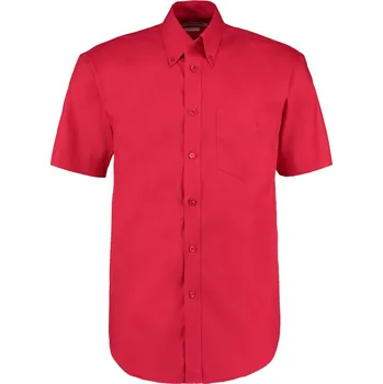 Pánská košile Kustom Kit Pánská prémiová oxford košile s krátkým rukávem v klasickém střihu Barva: červená, Velikost: 43 (17) K109
