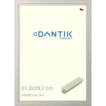 Rám na obraz DANTIK rámeček 21x29,7 | ANDRE Bílá (Sklo Čiré) (Vyrobeno s láskou u nás v DANTIKU)