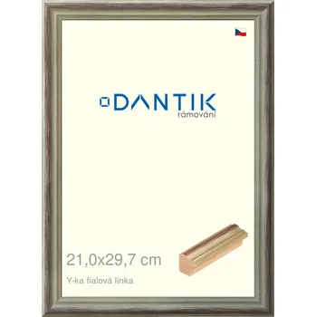 Rám na obraz DANTIK rámeček 21x29,7 | Y-ka fialová linka (Sklo Čiré) (Vyrobeno s láskou u nás v DANTIKU)