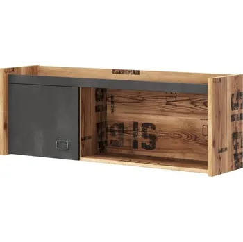 Knihovna Police/nástěnný regál FARGO 08 smrk canyon/šedá industriální