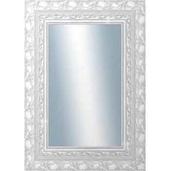 Zrcadlo DANTIK - Zarámované zrcadlo - rozměr s rámem cca 50x70 cm z lišty ROKOKO stříbrná házená (2881)