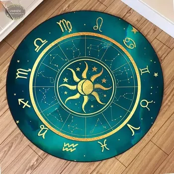 Koberec Kulatý protiskluzový koberec domácí dekorace styl zvěrokruh - 2,150 cm x 150 cm