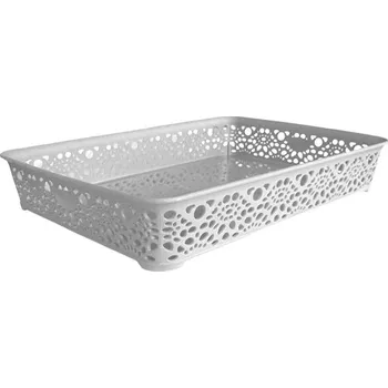 Odpadkový koš Mega Plast, Košík MONAKO M, 6 × 36 × 27 cm, světle šedý