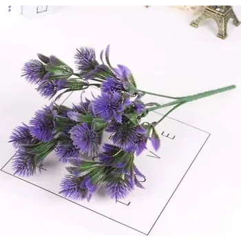 umělá květina DOVOZ EU UMĚLÁ VĚTVIČKA VODNÍ TRÁVA ZELENOFIALOVÁ 5 STONKŮ 30 CM