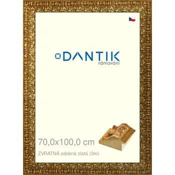 Rám na obraz DANTIK rámeček 70x100 | ZVRATNÁ zdobná zlatá (Plexi Čiré) (Vyrobeno s láskou u nás v DANTIKU)