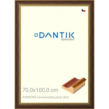 Rám na obraz DANTIK rámeček 70x100 | ZVRATNÁ červenozlatá plast (Plexi Čiré) (Vyrobeno s láskou u nás v DANTIKU)