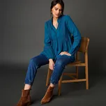 Vzdušná tunika s anglickou výšivkou tyrkysová 36