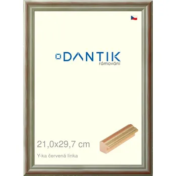 Rám na obraz DANTIK rámeček 21x29,7 | Y-ka červená linka (Sklo Čiré) (Vyrobeno s láskou u nás v DANTIKU)