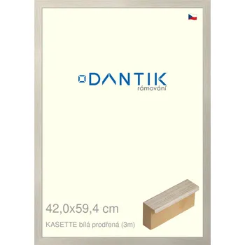 Rám na obraz DANTIK rámeček 42x59,4 | KASSETTE bílá prodřená (Plexi Čiré) (Vyrobeno s láskou u nás v DANTIKU)