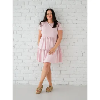 Dámské šaty Dámské tričkové šaty s volány BASIC pink - TRSAVOPIS